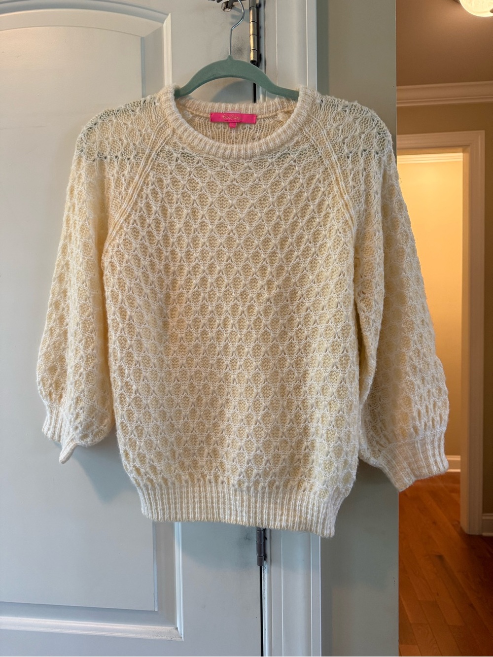 Lilly Pulitzer Cream Cable Knit Crew Sweater